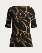 New Collection LAUREN RALPH LAUREN BELTING – PRINT COTTON BOATNECK T-SHIRT