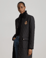 New collection LAUREN RALPH LAUREN CREST-PATCH CORDUROY-TRIM QUILTED JACKET