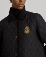 New collection LAUREN RALPH LAUREN CREST-PATCH CORDUROY-TRIM QUILTED JACKET