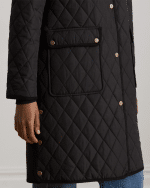 New collection LAUREN RALPH LAUREN CREST-PATCH CORDUROY-TRIM QUILTED JACKET