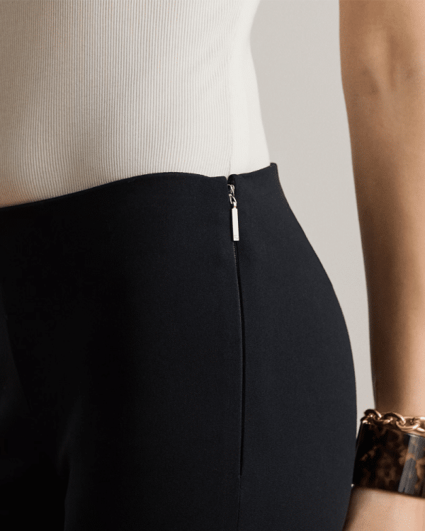 New collection LAUREN RALPH LAUREN BLACK STRETCH COTTON BLEND TWILL TROUSERS