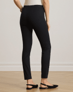 New collection LAUREN RALPH LAUREN BLACK STRETCH COTTON BLEND TWILL TROUSERS