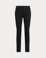 New collection LAUREN RALPH LAUREN BLACK STRETCH COTTON BLEND TWILL TROUSERS
