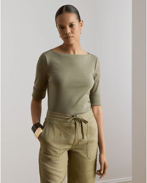 New Collection LAUREN RALPH LAUREN STRETCH COTTON BOATNECK T-SHIRT