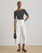 New Collection LAUREN RALPH LAUREN  STRIPED STRETCH COTTON BOATNECK T-SHIRT