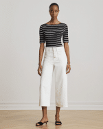 New Collection LAUREN RALPH LAUREN  STRIPED STRETCH COTTON BOATNECK T-SHIRT
