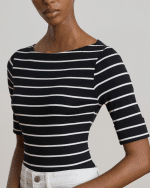 New Collection LAUREN RALPH LAUREN  STRIPED STRETCH COTTON BOATNECK T-SHIRT