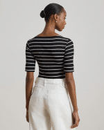 New Collection LAUREN RALPH LAUREN  STRIPED STRETCH COTTON BOATNECK T-SHIRT