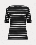 New Collection LAUREN RALPH LAUREN  STRIPED STRETCH COTTON BOATNECK T-SHIRT