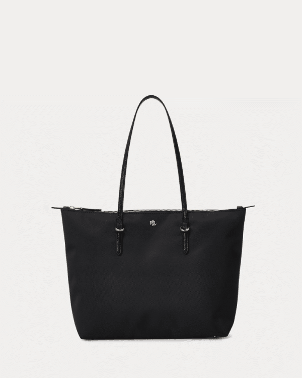 New collection LAUREN RALPH LAUREN BLACK KEATON MEDIUM NYLON TOTE BAG