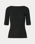 New Collection LAUREN RALPH LAUREN BLACK STRETCH COTTON BOATNECK T-SHIRT