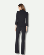 New Collection ELISABETTA FRANCHI BLACK JACKET IN DOUBLE LAYER STRETCH CREPE FABRIC WITH JEWEL LOGO