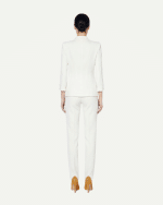 New Collection ELISABETTA FRANCHI WHITE JACKET IN DOUBLE LAYER STRETCH CREPE FABRIC WITH JEWEL LOGO