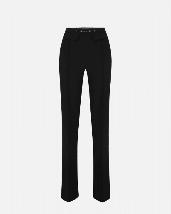 New Collection ELISABETTA FRANCHI BLACK TROUSERS IN DOUBLE LAYER STRECH CREPE