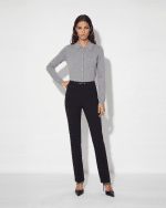 New Collection ELISABETTA FRANCHI BLACK TROUSERS IN DOUBLE LAYER STRECH CREPE