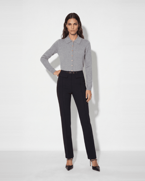 New Collection ELISABETTA FRANCHI BLACK TROUSERS IN DOUBLE LAYER STRECH CREPE
