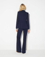 New Collection ELISABETTA FRANCHI BLUE  TROUSERS IN DOUBLE LAYER STRECH CREPE