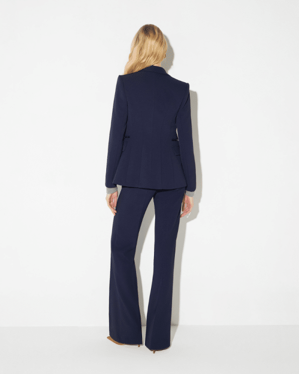 New Collection ELISABETTA FRANCHI BLUE  TROUSERS IN DOUBLE LAYER STRECH CREPE