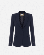 New Collection ELISABETTA FRANCHI  JACKET IN DOUBLE LAYER STRETCH CREPE FABRIC