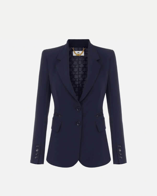New Collection ELISABETTA FRANCHI  JACKET IN DOUBLE LAYER STRETCH CREPE FABRIC