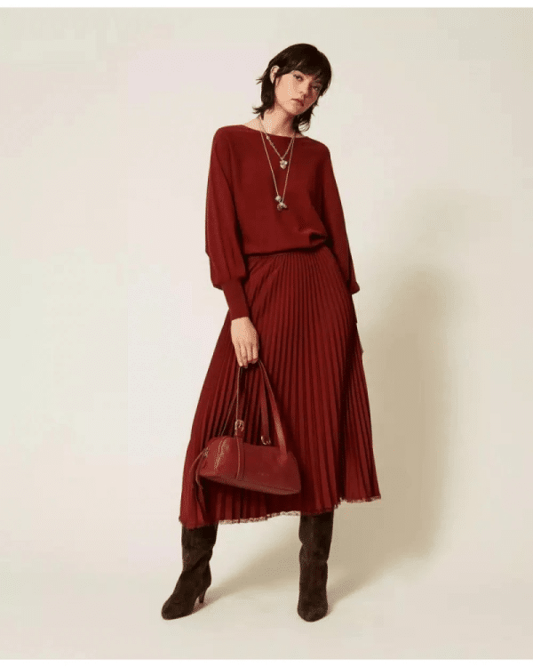New Collection TWINSET RUST – COLORED TWIN SET DRESS