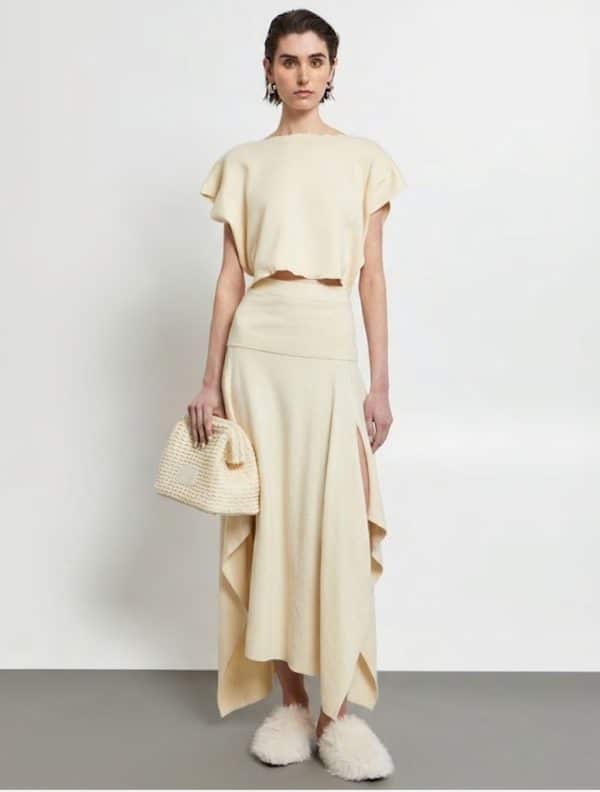 New Collection KOURBELA SOFT STRUCTURE KNIT CROP TOP & SKIRT