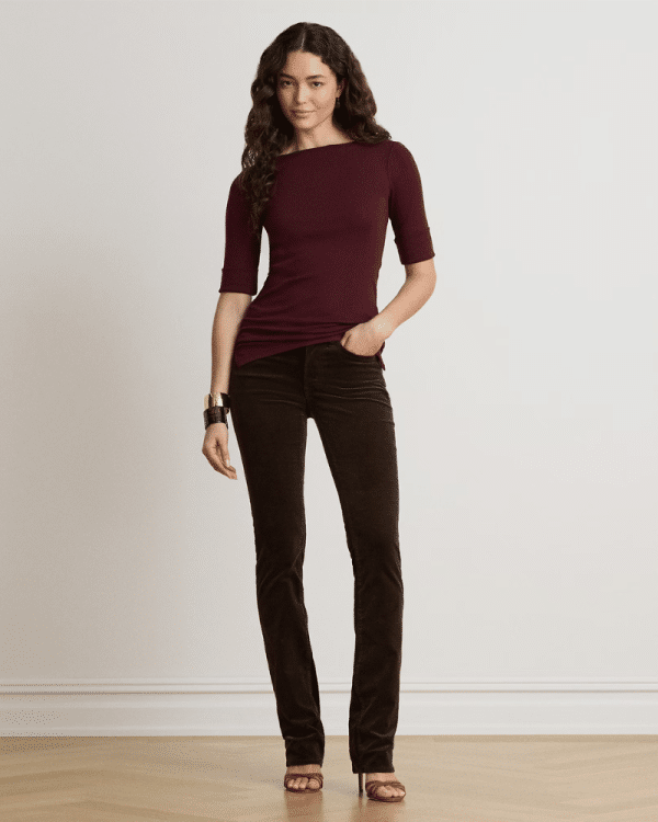 New Collection LAUREN RALPH LAUREN STRECH COTTON BOATNECK T-SHIRT