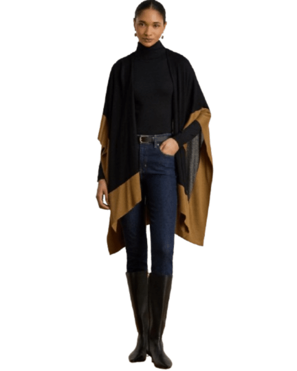 New collection LAUREN RALPH LAUREN TSU WT RN B-PONCHO BLACK-TAUPE