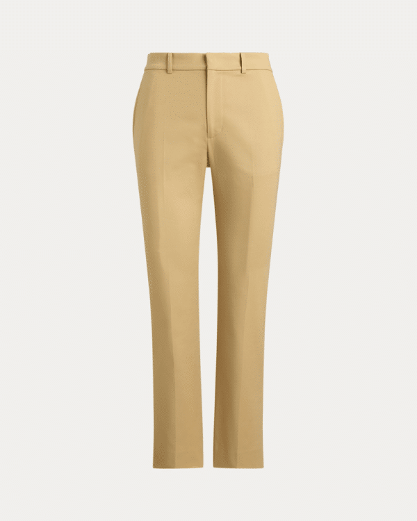 New Collection LAUREN RALPH LAUREN COTTON SLIM STRAIGHT TROUSERS BIRTCH TAN