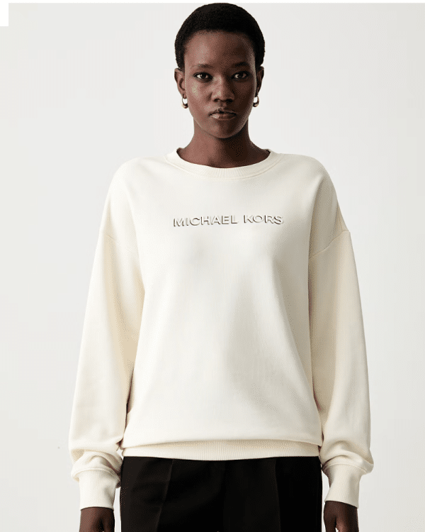 New Collection MICHAEL KORS LOGO EMBOSSED COTTON SWEATER