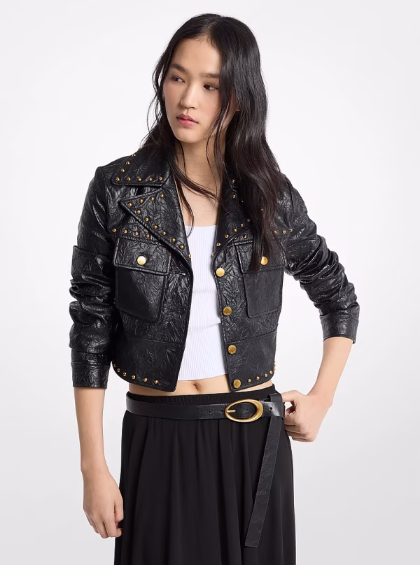 New Collection MICHAEL KORS CRINKLED STUDDED JACKET