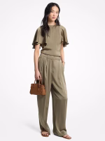 New Collection MICHAEL KORS SATIN SLEEVE BLOUSE & DRAPEY SATIN WIDE LEG PANTS