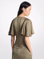 New Collection MICHAEL KORS SATIN SLEEVE BLOUSE & DRAPEY SATIN WIDE LEG PANTS