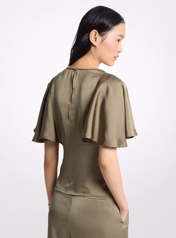 New Collection MICHAEL KORS SATIN SLEEVE BLOUSE & DRAPEY SATIN WIDE LEG PANTS