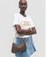 New Collection MICHAEL KORS NOLITA MEDIUM SIGNATURE LOGO CHAIN POCHETTE