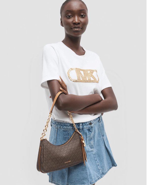 New Collection MICHAEL KORS NOLITA MEDIUM SIGNATURE LOGO CHAIN POCHETTE