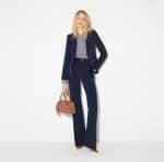 New Collection ELISABETTA FRANCHI BLUE  TROUSERS IN DOUBLE LAYER STRECH CREPE