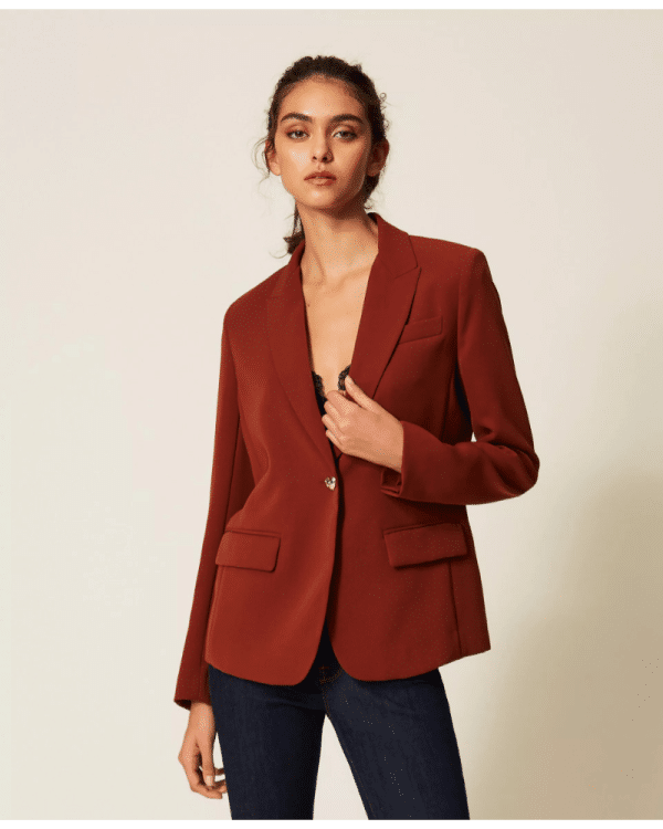 New collection TWEENSET CREPE BLAZER WITH HEART – SHAPED BUTTOM
