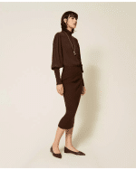 New collection TWEENSET KNIT AND CREPE DE CHINE LONG DRESS