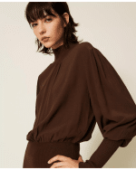 New collection TWEENSET KNIT AND CREPE DE CHINE LONG DRESS