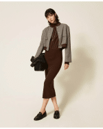 New collection TWEENSET KNIT AND CREPE DE CHINE LONG DRESS