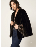 New Collection TWINSET BLACK FAUX FUR CAPE