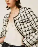 New Collection TWINSET BOUCLE JACKET WITH CHECK PATTERT