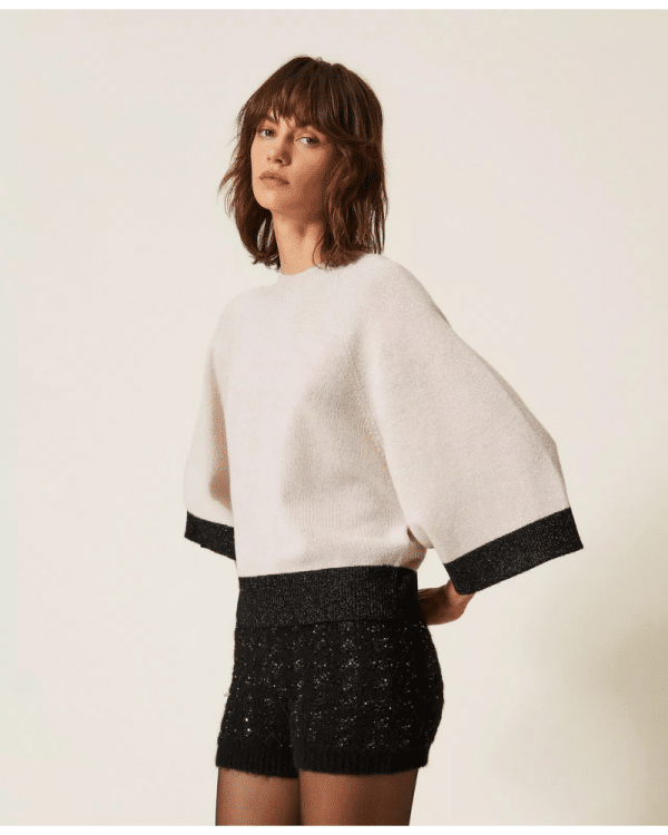 New Collection TWINSET CROPPED WOOL AND CASHMERE JUMPER WITH LUREX