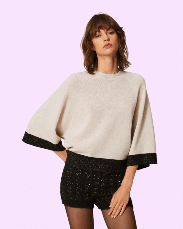 New Collection TWINSET CROPPED WOOL AND CASHMERE JUMPER WITH LUREX