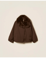 New Collection TWINSET GABARDINE JACKET WITH FAUX FUR COLLAR