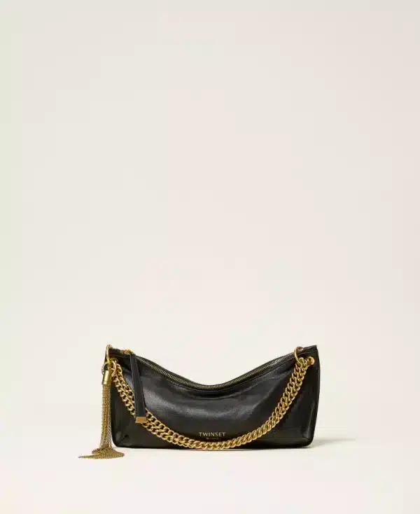 New Collection TWINSET LEATHER HOBO BAG WITH TASSEL