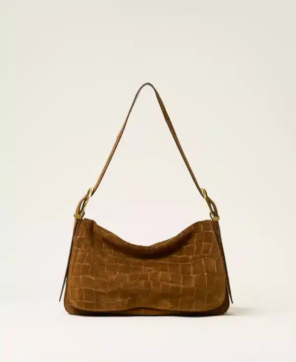 New Collection TWINSET LILIANE CROCODILE PRINT SUEDE BAG