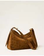 New Collection TWINSET LILIANE CROCODILE PRINT SUEDE BAG