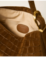 New Collection TWINSET LILIANE CROCODILE PRINT SUEDE BAG